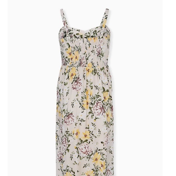 Ivory Floral Challis Midi Dress - Picture 3 of 4